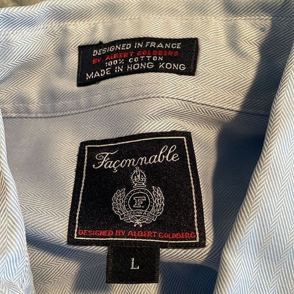 Nwot faconnable blue button down shirt, size large - Picture 4 of 8